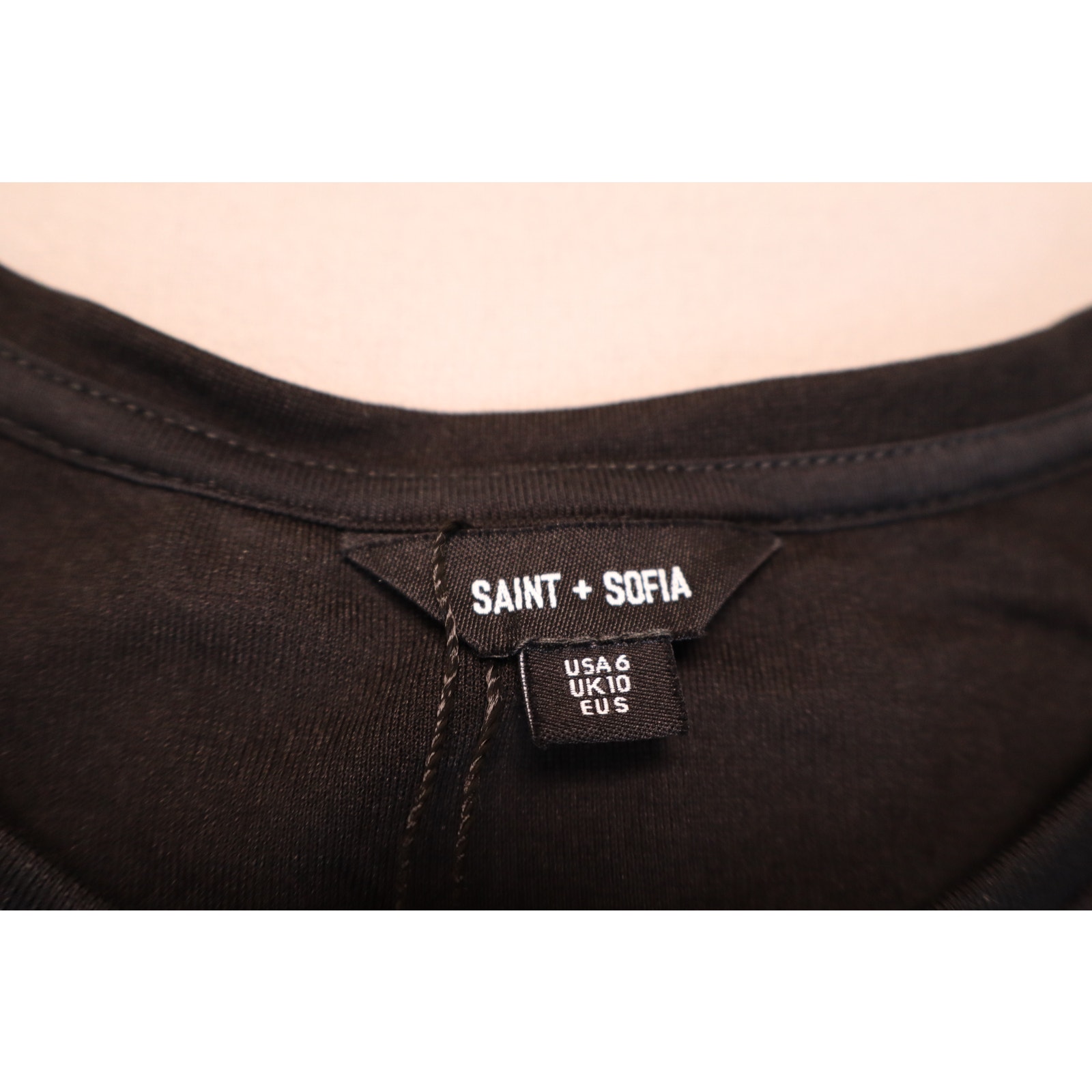 New Saint + Sofia Rowan Maxi Dress Women's Black Sleeveless Slit Tank Size 6 — image 4 of 5
